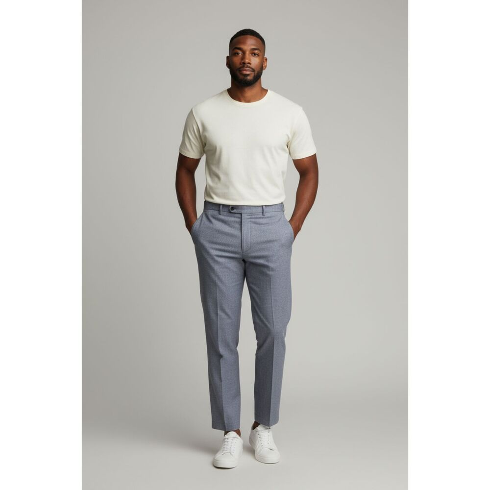 Levi Strauss Action Slacks Men's W42 L29 Grey Flat Front Polyester Dress Pants